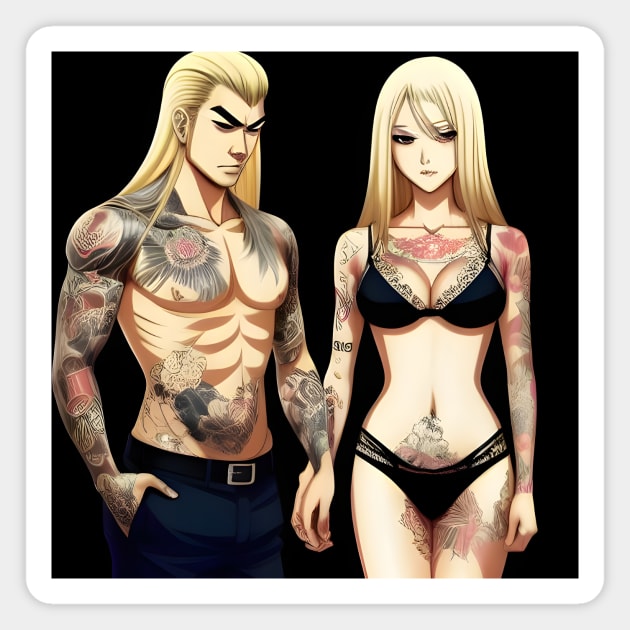 Tatoo Anime Couple Magnet by animegirlnft